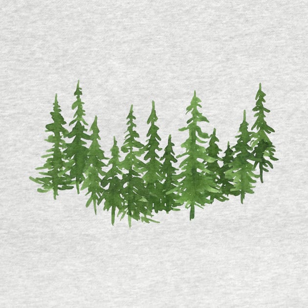 Watercolor pine trees by foxeyedaisy